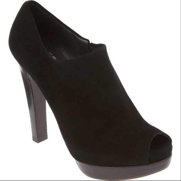 Stuart Weitzman Shoes - Stuart Weitzman Black Suede Nanette Peeptoe Pump
